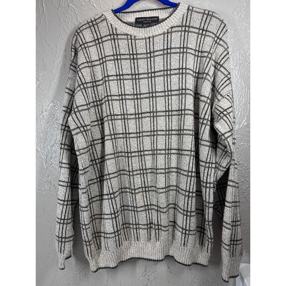 Vintage Liberty Sweater Multicolor Crew‎ Neck Mens Made In USA Cotton Size Large